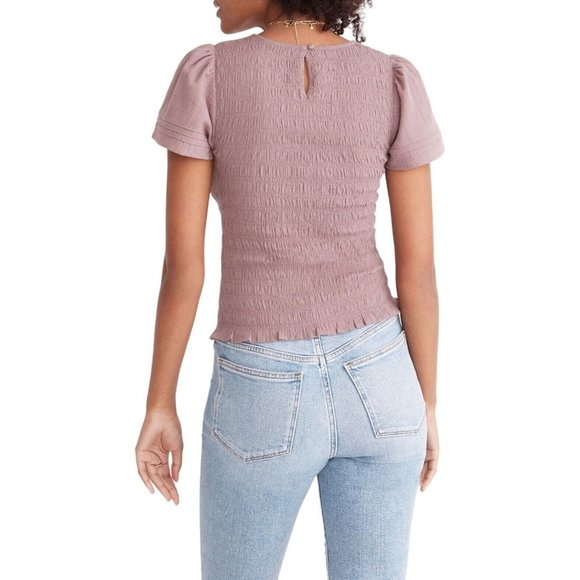 MADEWELL Women's Lucie Flutter Sleeve Smocked Bodice Top Size Small - 0066 - Picture 9 of 11